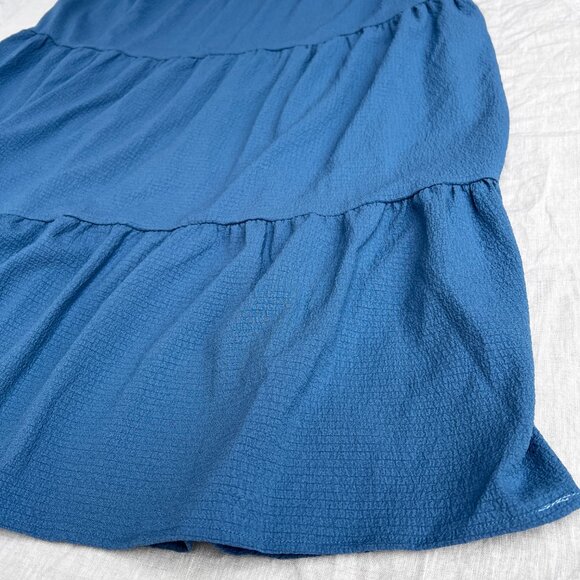 Emery Rose Tiered Ruffle Blue Maxi Dress With Pockets & Bell Sleeves Sz 4X Long - Picture 9 of 13